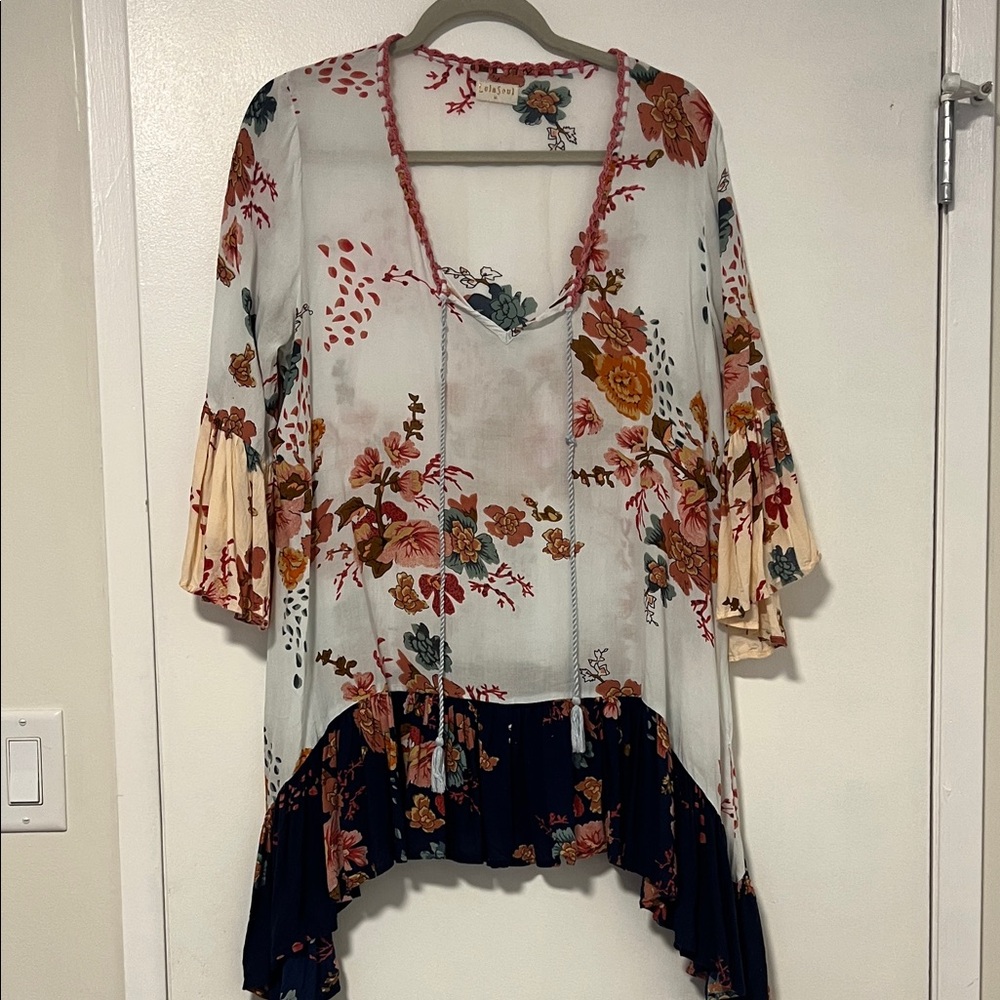 Lula Soul Monet top - Aqua Floral
